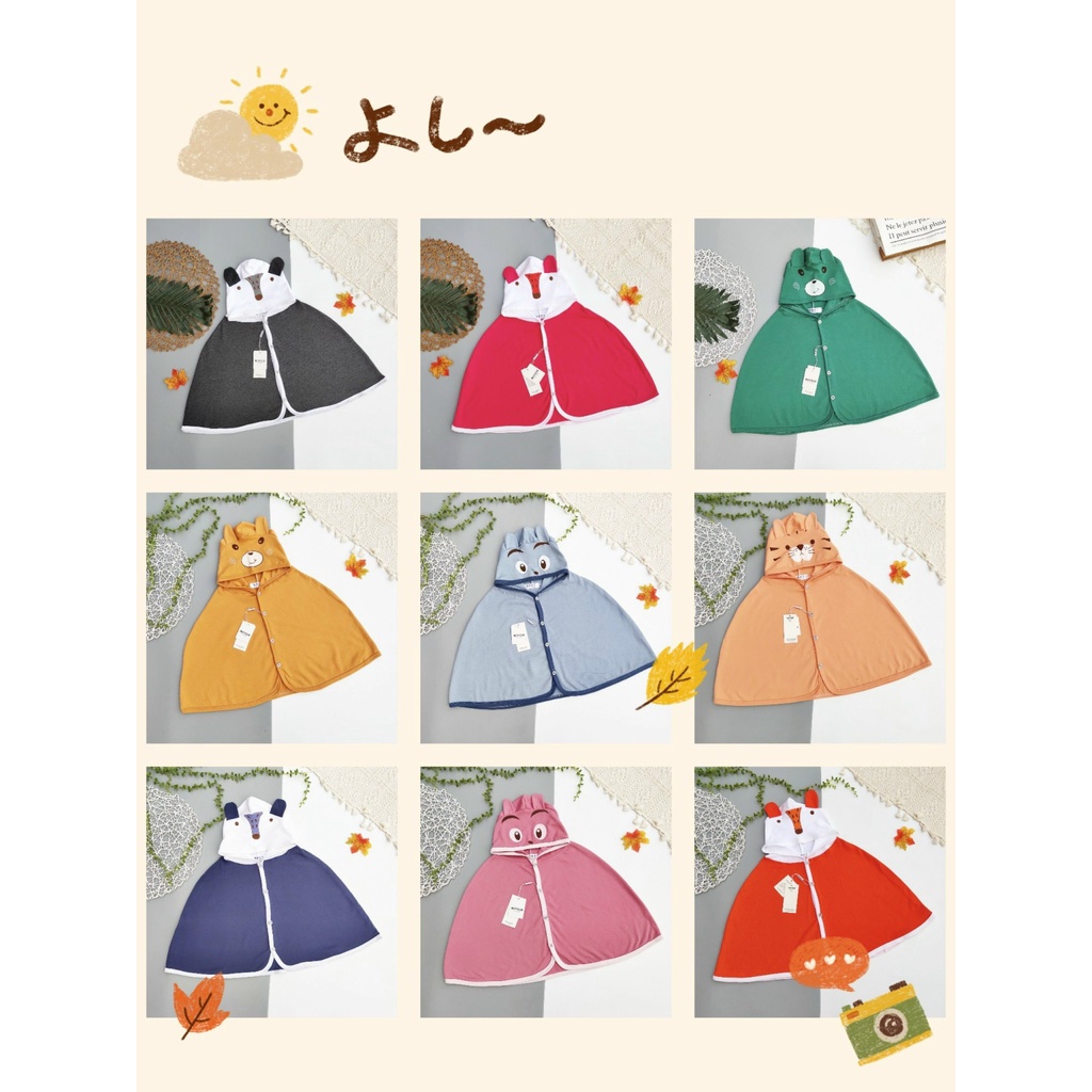 Áo Choàng Đi Nắng Hình Thú Cho Bé (Shop mẹ Xoài)