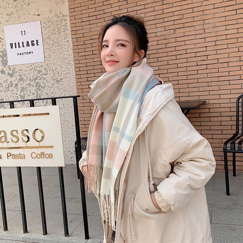 Khăn quàng cổ kẻ cho bạn trai bạn gái K25 khăn đôi nam nữ quàng cổ mùa đông