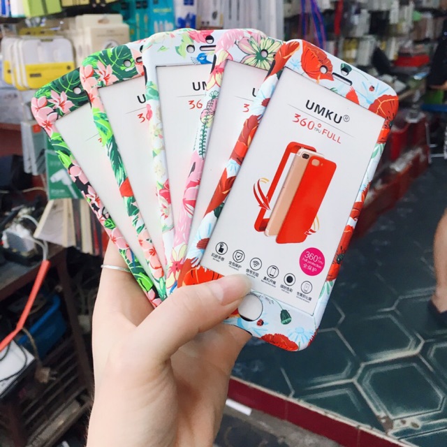 🌟SIÊU ĐẸP 🌟 Ốp umku 2 mặt dẻo in hoa vân sần kèm kính iphone 6 / 6s / 7 /8 plus / 6+/6s+/7+/ 8+