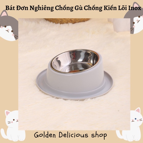 Bát Đơn Inox Nghiêng Chống Gù Chống Kiến Cho Mèo -Thiết Kế 3in1 Đa Chức Năng Tiện Dụng -Màu Sắc Sang Trọng - Giá Siêu Rẻ