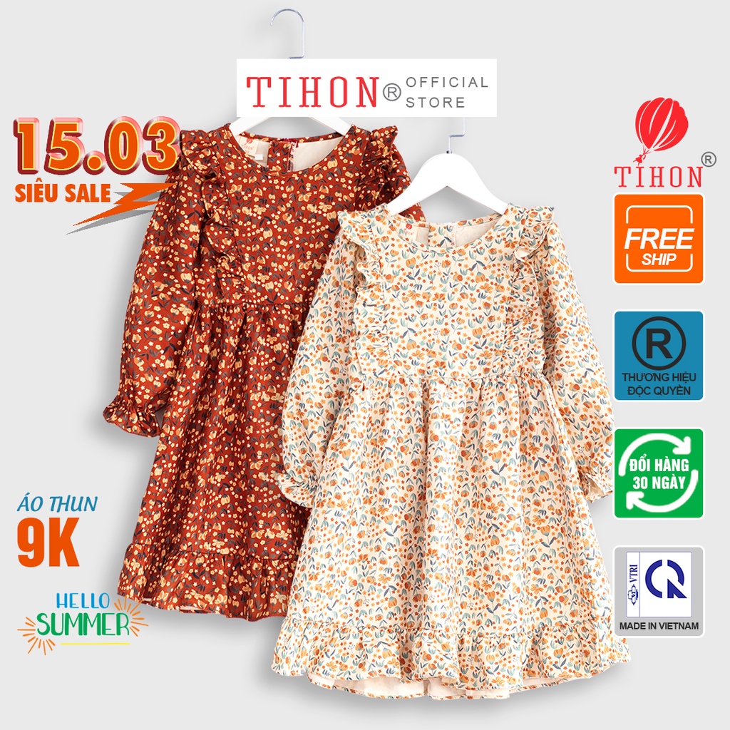 Váy Thu Đông Cho Bé TIHON từ 11kg Đến 36kg Họa Tiết Hoa Xinh Xắn VD0750174