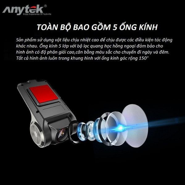Camera Hành Trình Ô Tô - Cam Hành Trình Xe Anytek Độ Nét Cao Full HD 1080p Dùng Với Màn Hình Androi | BigBuy360 - bigbuy360.vn