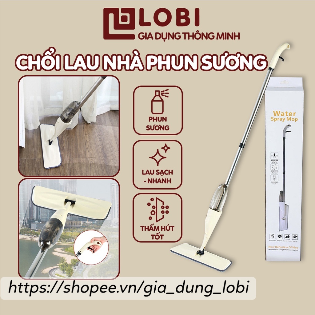 Cây lau nhà phun sương thông minh Aurora Chổi lau nhà tự vắt xoay 360 độ tay cầm xịt nước tự động