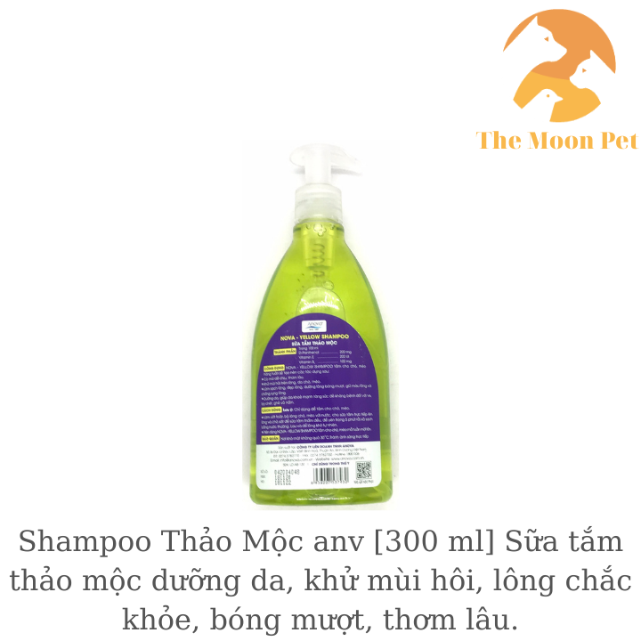 Shampoo Thảo Mộc anova [300 ml] Sữa tắm thảo mộc dưỡng da, khử mùi hôi, lông chắc khỏe, bóng mượt, thơm lâu.