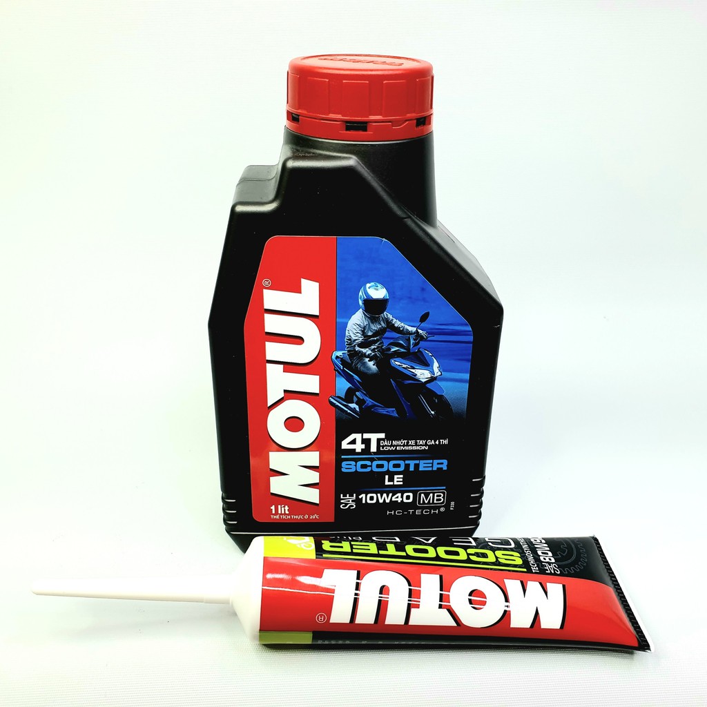 Nhớt xe tay ga Motul Scooter 10W40 800ml/1L tặng Hộp số Motul Gear Oil 80W90 120ml