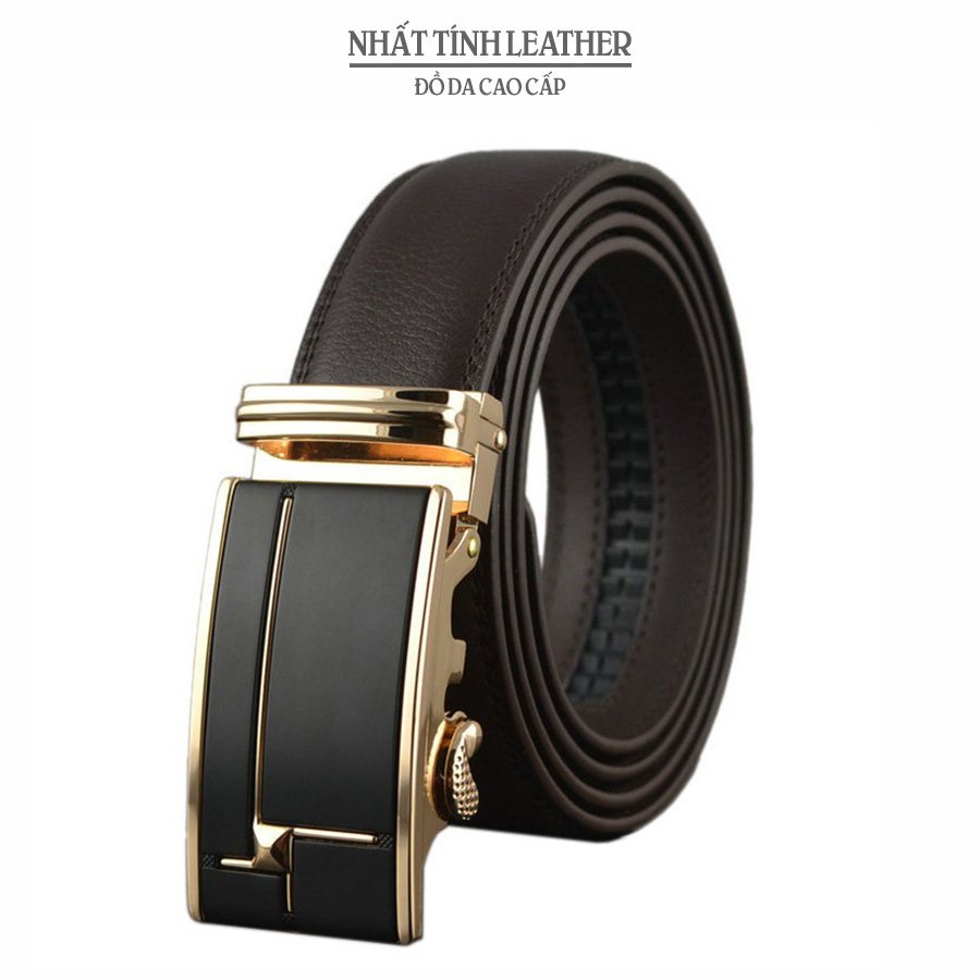 Thắt lưng nam da bò cao cấp, da 3 Lớp may viền thủ công cao cấp khóa tự động, chính hãng Nhất Tính Leather-N119
