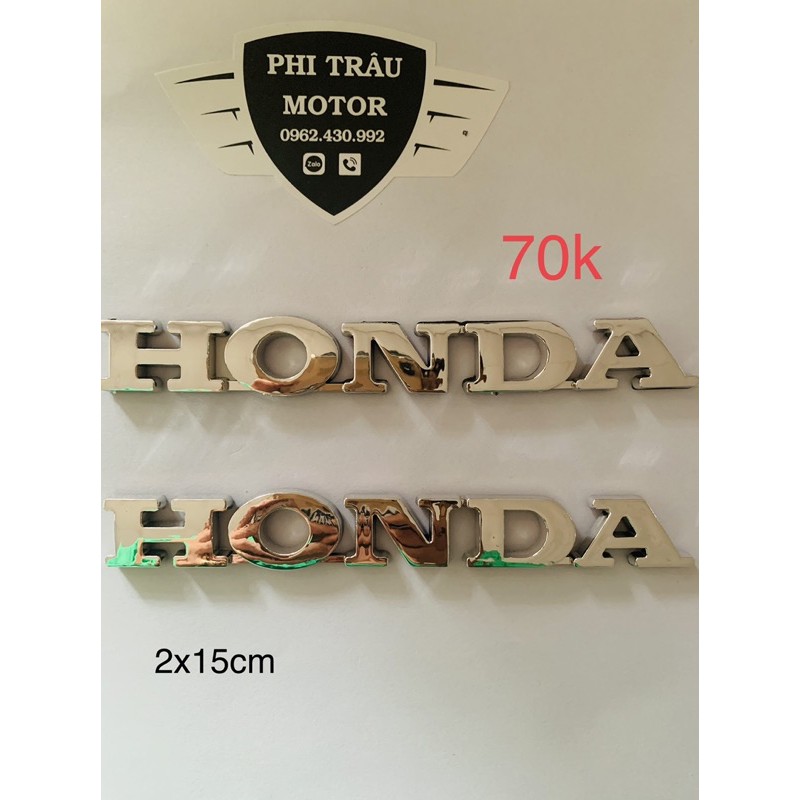 Logo Chữ Honda Bản To Mạ Crom 2 Màu Vàng - Bạc Cực Đẹp (giá 1 cặp)