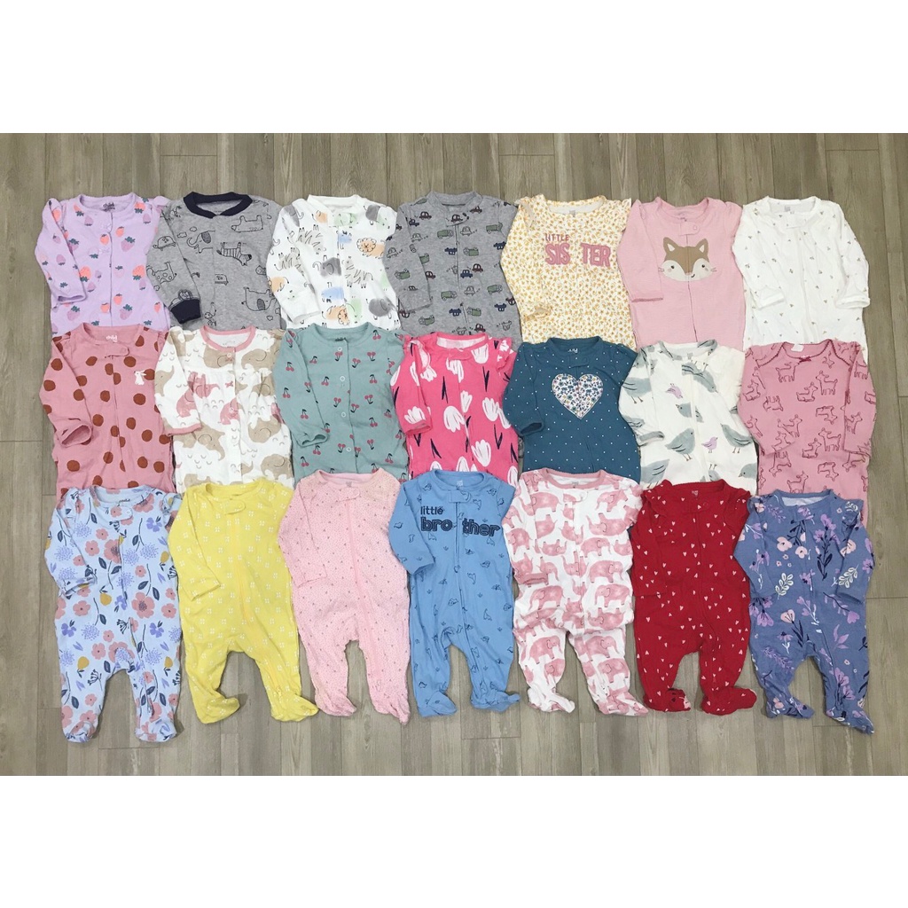 Body Sleep suits áo ngủ có vớ, dài tay cho bé, họa tiết ngẫu nhiên siêu xinh