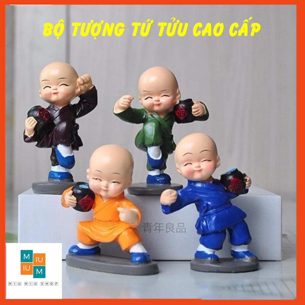 Bộ Tượng Tứ Tửu Múa Võ Gốm Lạnh Cao Cấp Hàng Chuẩn