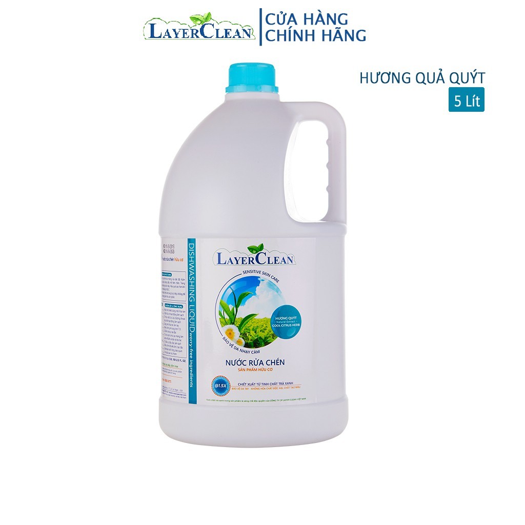 Nước rửa chén hữu cơ LayerClean hương Quýt - can 5 lít