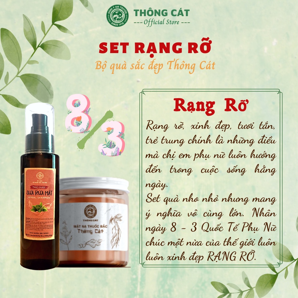 Set quà tặng dưỡng da mặt Rạng Rỡ THÔNG CÁT  ý nghĩa cho phụ nữ giúp dưỡng trắng và cấp ẩm cho da, giảm mụn