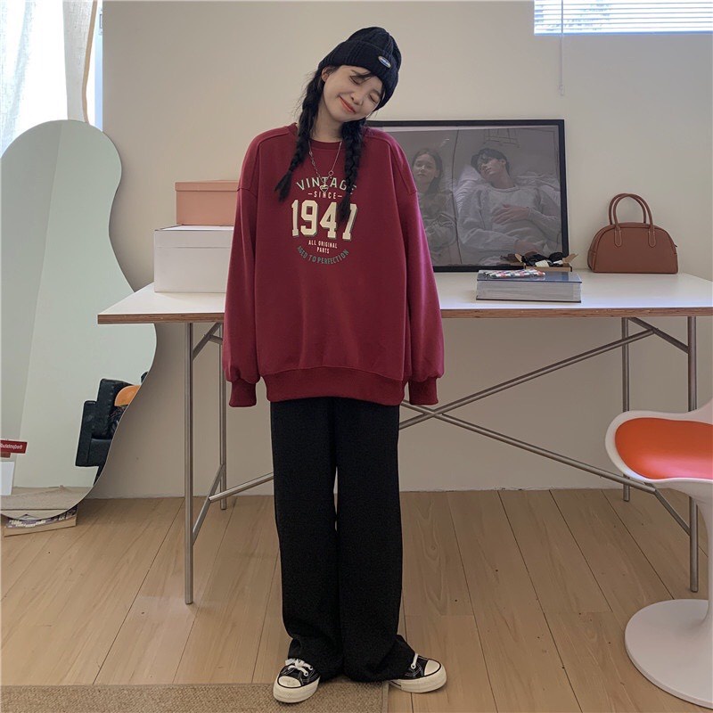 Áo Sweater Nữ 1947 Chất Nỉ Bông Tay Bồng Form Rộng
