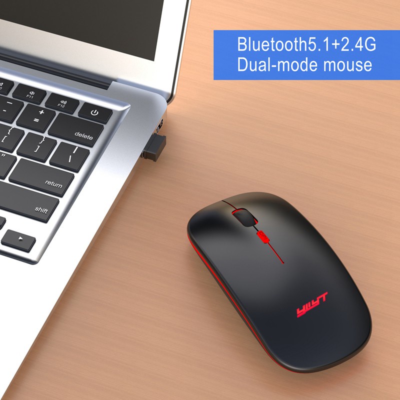 Chuột Không Dây Bluetooth 2.4g 1600dpi Màu Đen