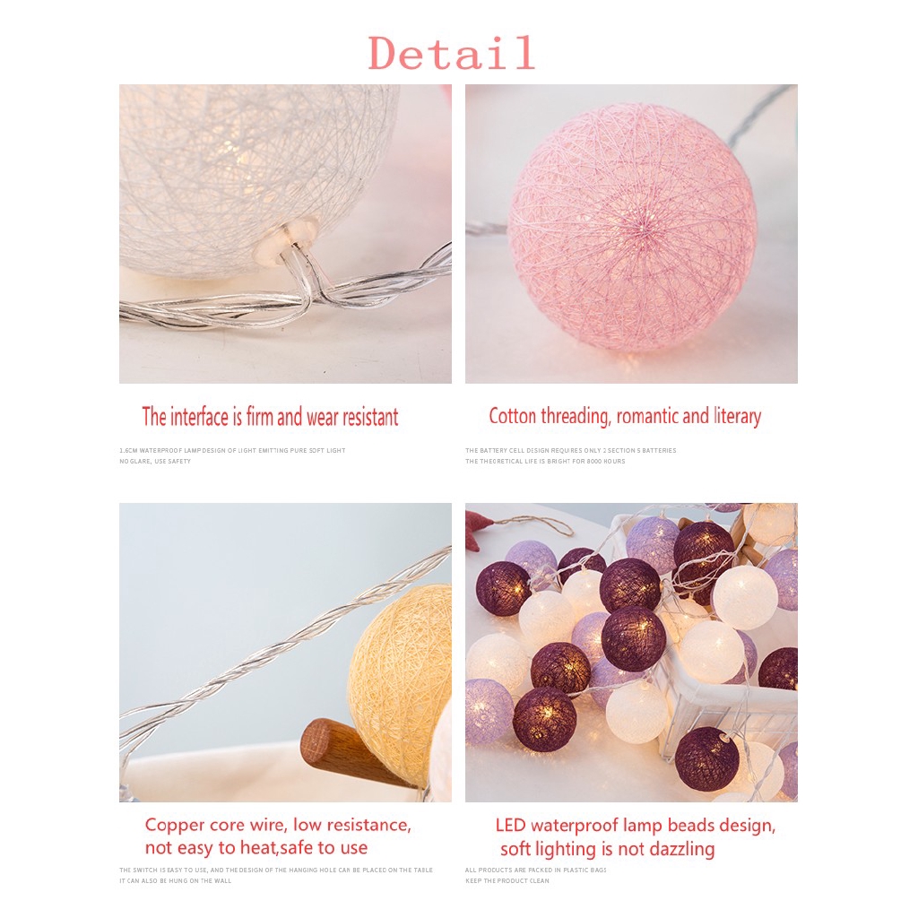 Dây đèn 20 LED hình trái bóng độc đáo dùng trang trí lễ hội