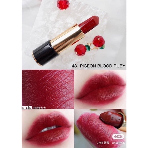 Son LANCOME 481 Pigeon Blood Ruby Đỏ Hot Trend