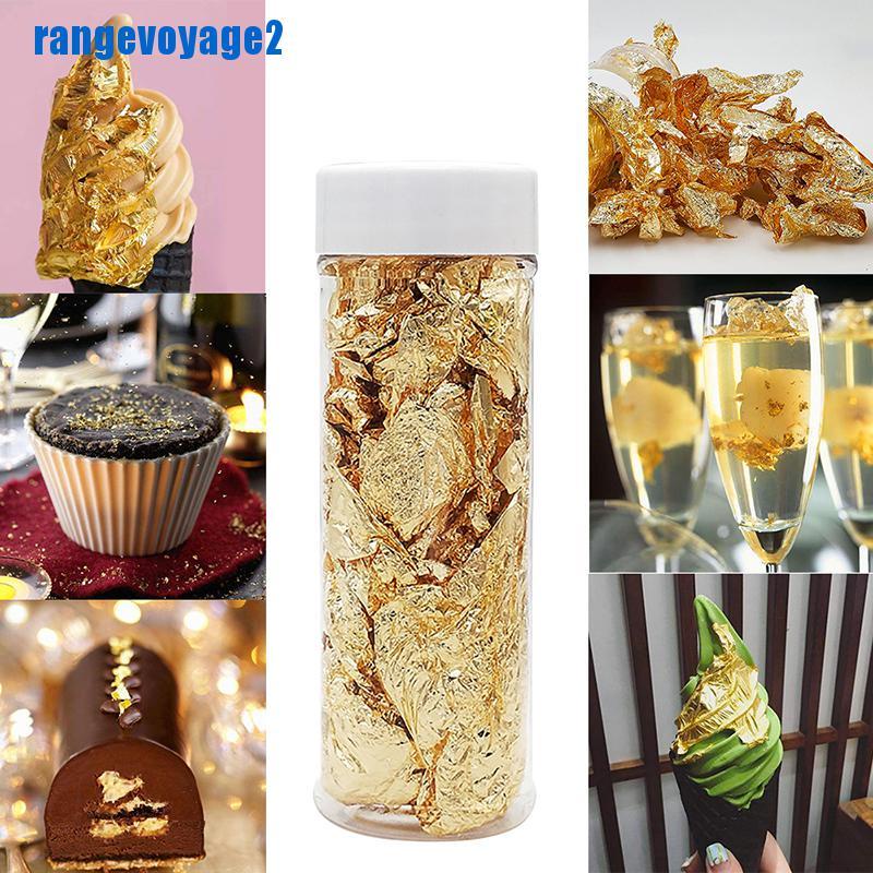 [range2] Edible Grade Gold Leaf Schabin Flakes 24K Gold Decorative Dishes Art Decorating [vn]