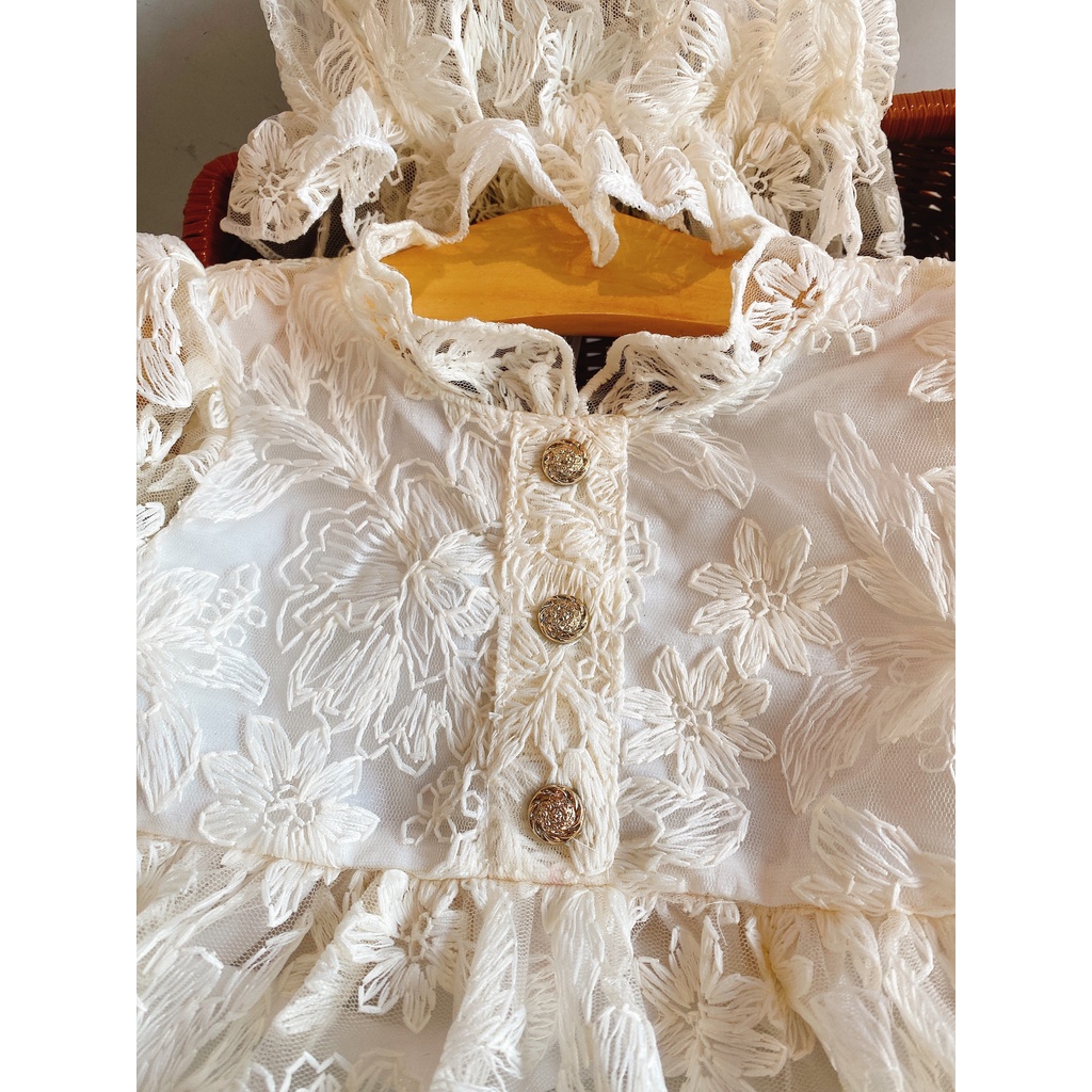 Body váy ren hoa công chúa cho bé đầy tháng, thôi nôi