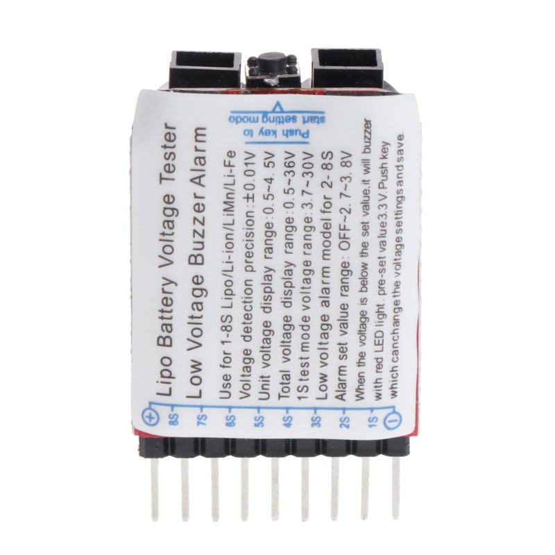 Đồng hồ báo thức điện áp 2 trong 1 có đèn LED và pin Lipo / Li-ion / Fe