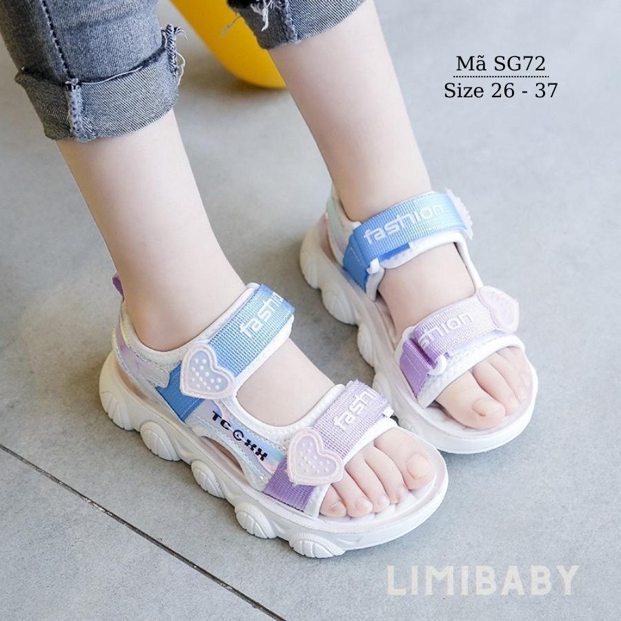 Dép quai hậu bé gái đi học đi chơi 3 - 12 tuổi sandal trẻ em tím xanh khỏe khoắn và năng động phong cách Hàn Quốc SG72