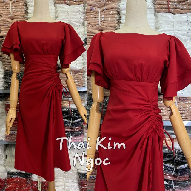 Đầm maxi tay rũ rút thân | BigBuy360 - bigbuy360.vn