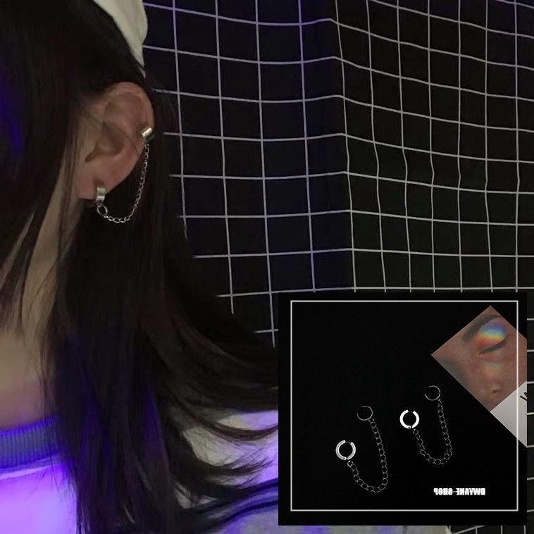 Bông Tai Kiểu Kẹp Phối Xích Cá Tính Cho Nữ