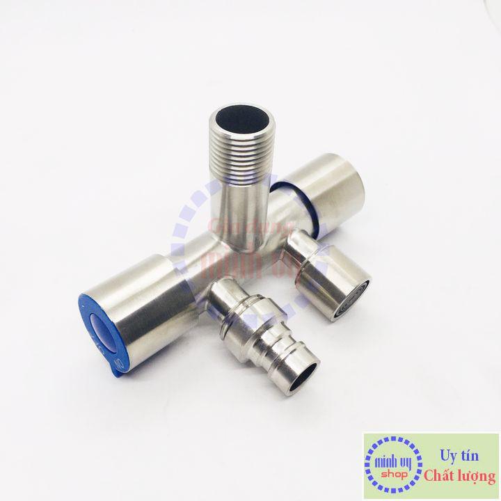 Az- Van Nước 2 cổng xả có điều khiển riêng biệt dạng vòi chia nước - đầu ra 21mm, Chất liệu bằng Inox SUS304 -VC2xanh90