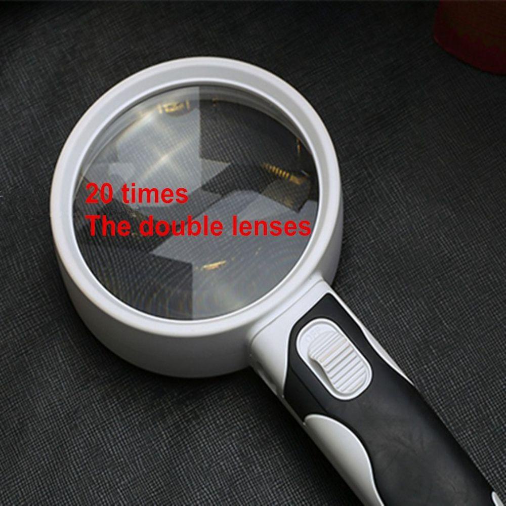 Kính Lúp 80mm Phóng Đại 20 Lần Có Đèn LED Hỗ Trợ Đọc Sách Tiện Dụng
