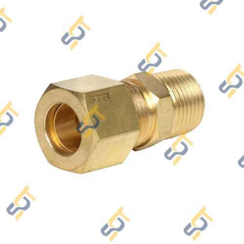 Bộ ren ngoài 3/8 (17), 1 đầu côn lõm nối hạt bắp NPT (Brass Compression fitting Male connector)