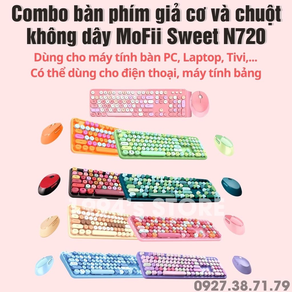 Combo bàn phím giả cơ và chuột không dây MoFii N720 - MoFii Sweet 104 phím Wireless 2.4G siêu đẹp, siệu dễ thương