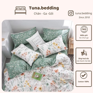 COTTON LIVING HOA DÂY XANH - Bộ vỏ chăn ga gối - Chất liệu cotton 100%