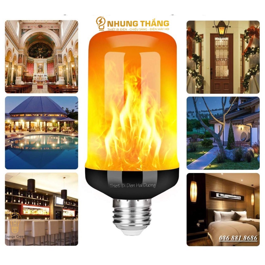 Bóng Đèn Led Tạo Hiệu Ứng Ngọn Lửa Cháy Độc Đáo - Đui E27 - Ánh Sáng Siêu Sáng, Siêu Tiết Kiệm Điện