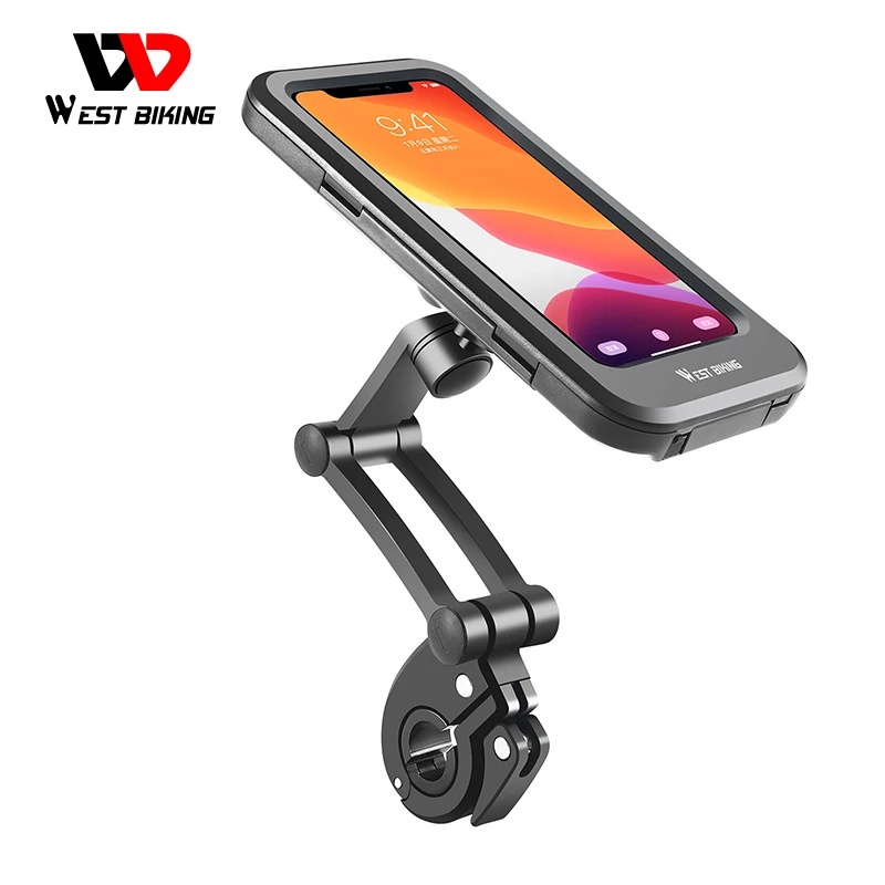 Giá đỡ điện thoại gắn tay lái xe đạp/ xe máy West Biking xoay 360 độ chống thấm nước tiện dụng