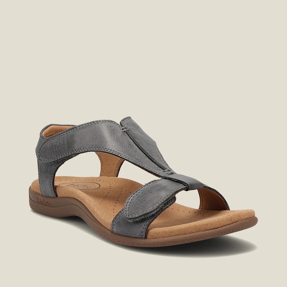 Tikp Giày Sandal Bằng Da Đế Xuồng Dày Quai Dán 6 Màu Tùy Chọn Size 35-42 Cho Nữ