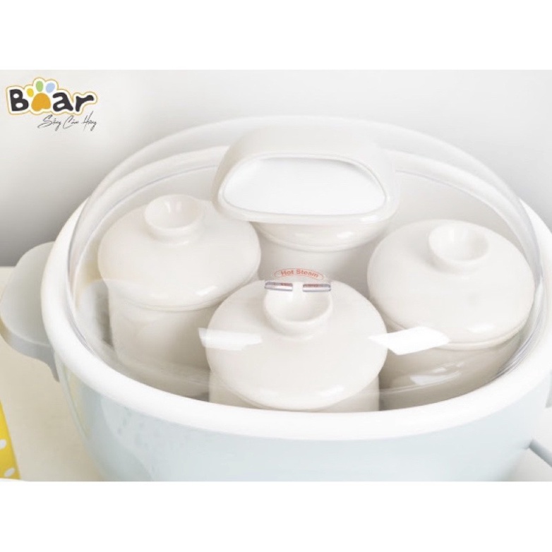 (BẢN QUỐC TẾ) Nồi nấu cháo ninh hầm Bear 2,5l kèm 4 thố 0,4l (Nấu và hấp cùng lúc)