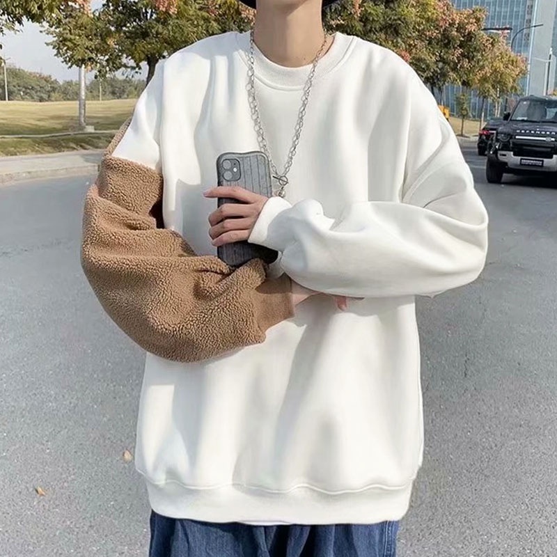 Áo sweater tay dài cổ tròn thêu họa tiết hoạt hình đáng yêu thời trang mùa thu năng động dành cho nam