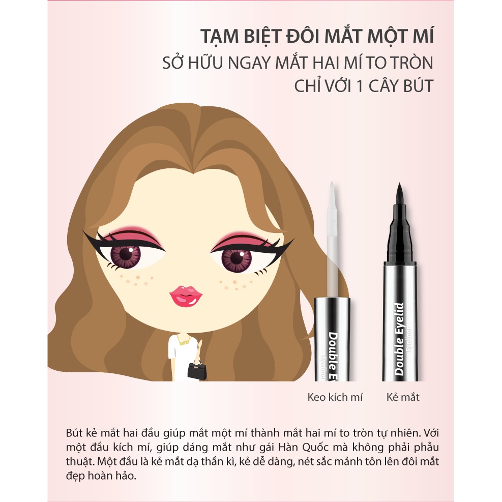 Bút Gel Kích Mí Và Kẻ Mắt 2 Trong 1 Cathy Doll Double Eyelid Eyeliner 1g+0.4g