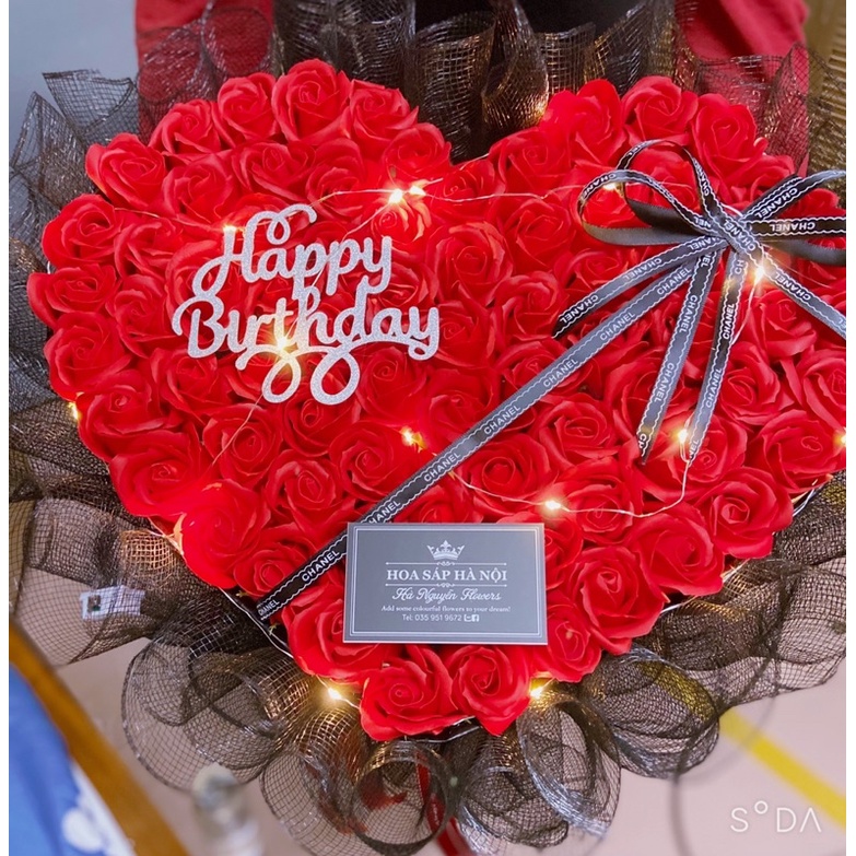 [Hoa sáp thơm - quà 14/2]_ Bó hoa hồng sáp  75 bông kết hợp lưới siêu sang tặng kèm đèn nháy và full toping