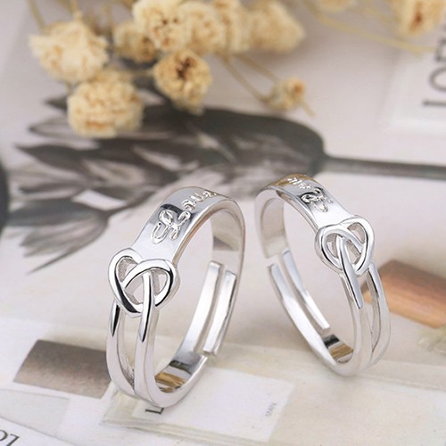 Nhẫn Đôi Tình Yêu Bạc 925 Trái Tim Lồng Đôi Lãng Mạng, Phù Hợp Cho Các Cặp Tình Nhân