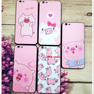 Ốp lưng iPhone 6 Plus/6s Plus Lưng kính cường lực hình chú heo ngộ nghĩnh cực dễ thương