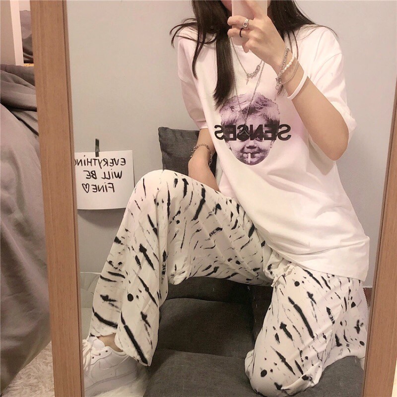 Set Bộ Quần Vẩy Sơn + Áo Thun In Hình Cậu Bé (có bán rời)