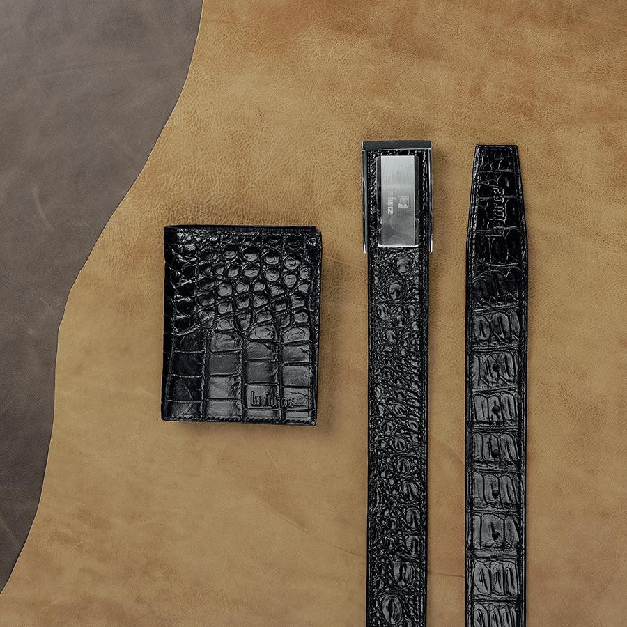 Ví Nam LAFORCE Da Cá Sấu Dáng Đứng VLA1100D-H-D Tặng Tất UNIQLO Chính Hãng