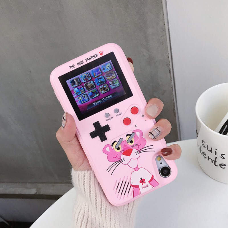 Color Screen Retro Tetris Gameboy Phone Cases Pink Panther case For Iphone 11 pro Max X XR XS Max 6 6S 7 8 Plus