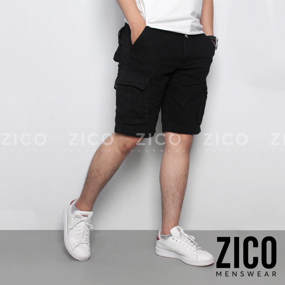 Quần Short Túi Hộp  Màu Đen - Chất Vải Kaki Dày Dặn, Bền Màu AB02