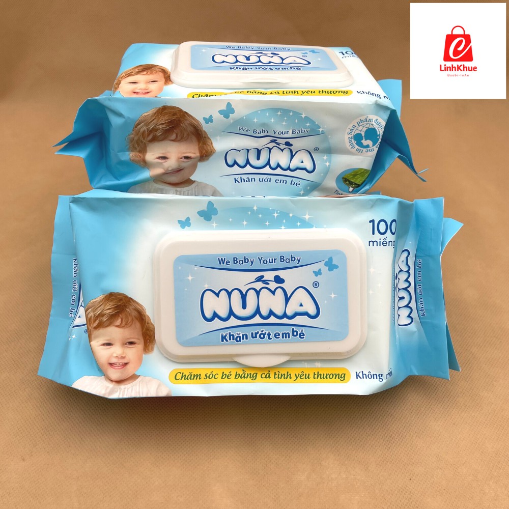 Giấy ướt BaBy Nuna + Giá tốt + Gói đủ 100 tờ + Cam kết đổi trả hàng trong 7 ngày + Sp0026 + Khăn ướt em bé + Khăn lạnh