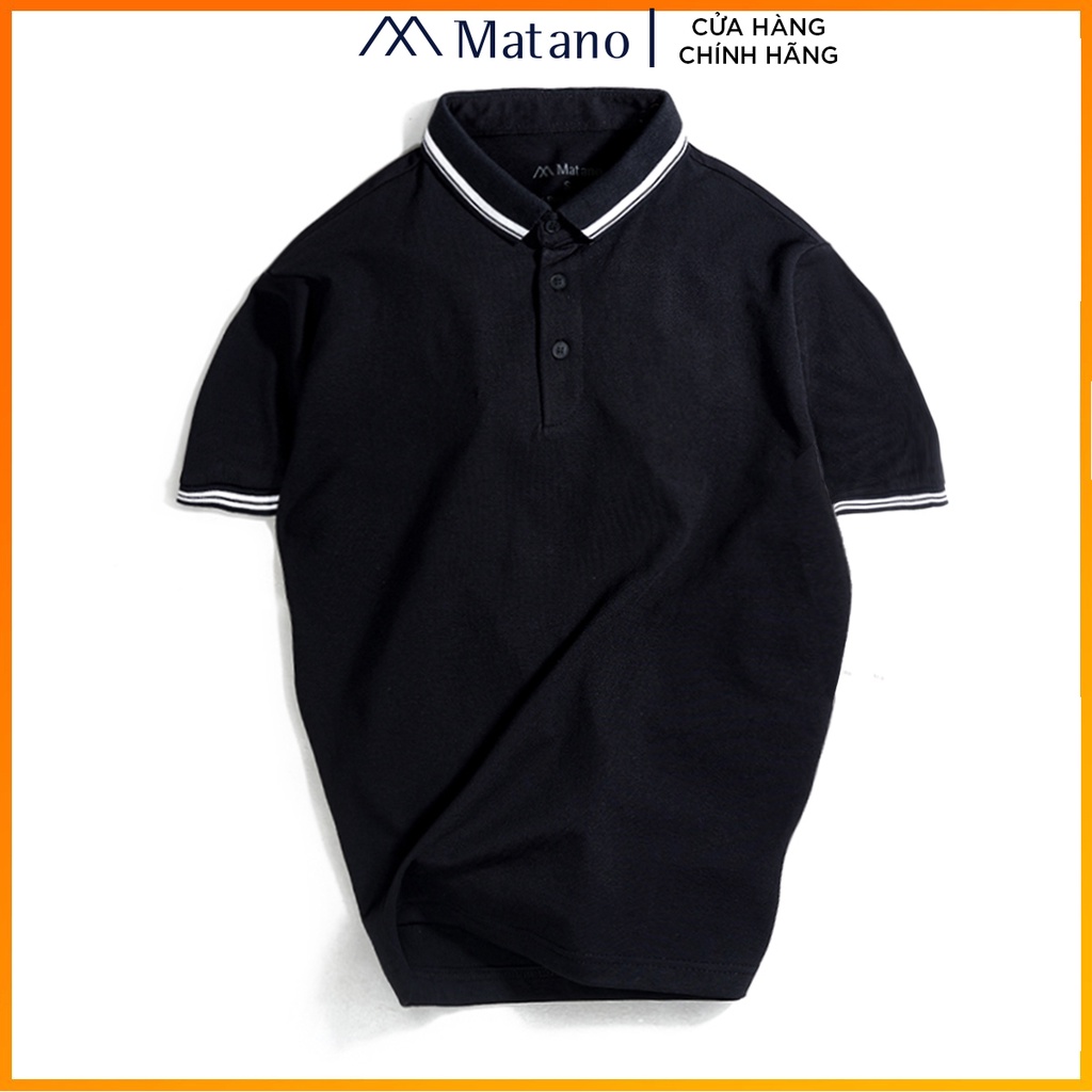 Áo polo nam đẹp MATANO - Áo thun polo nam có cổ trụ bẻ, phối sọc đơn giản, sang trọng, vải cá sấu cotton cao cấp PO046