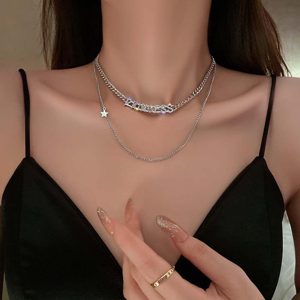 Dây Chuyền Hai Lớp Mặt Hình Công Chúa Ngọt Ngào Thời Trang|Dây Chuyền Mặt Ngôi Sao Phong Cách Hàn Quốc