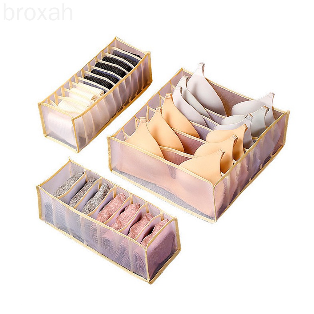 Hộp đựng đồ lót/ vớ bằng vải lưới nylon có thể gấp gọn tiện lợi cho gia đình