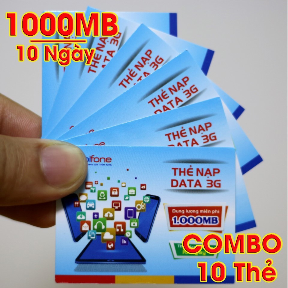 ( VÔ THỜI HẠN ) COMBO 10 THẺ DATA 1G MOBI XÀI 3G/4G BÁN SỈ GIÁ TỐT NHẤT