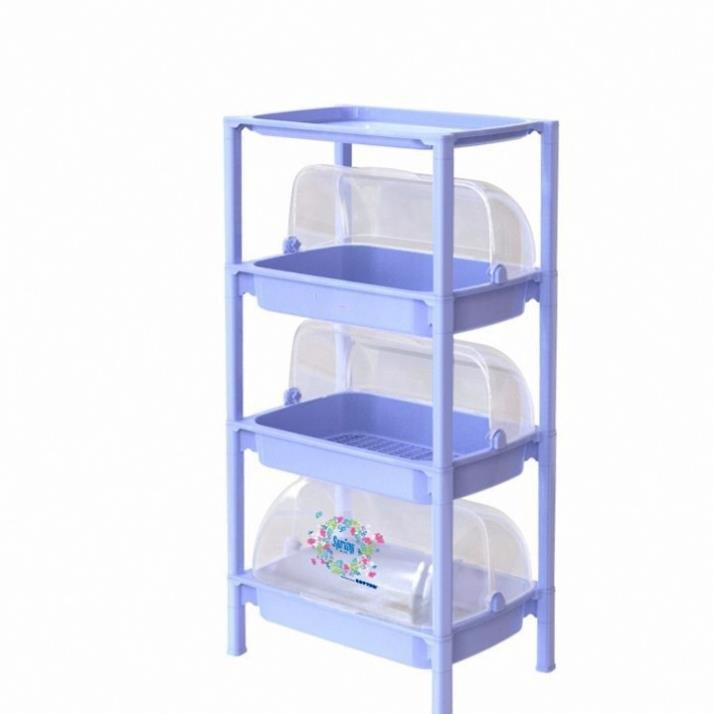 ( hang hot) Kệ chén Việt Nhật 3 tầng có nắp đậy - đồ dùng nhà bếp bằng nhựa cao cấp an toàn