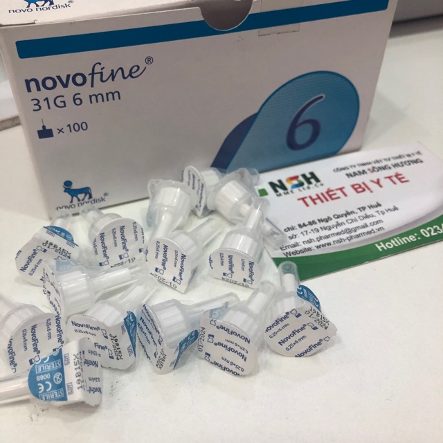 Combo 50 Đầu kim tiêm kim chích tiểu đường Novofine 31G 6mm vô trùng sử dụng cho kim tiêm tiểu đường của  Novo Nordisk
